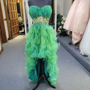 PARTYTIME JADE GREEN HI-LO DRESS
